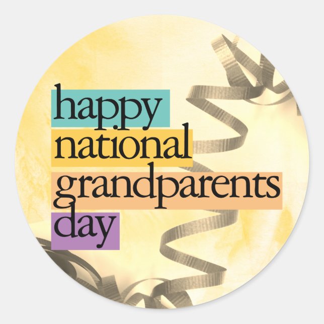 Sticker Rond fête nationale des grands-parents heureux (Devant)