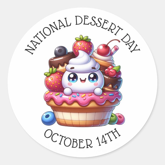 Sticker Rond Fête nationale du dessert 14 octobre (Devant)