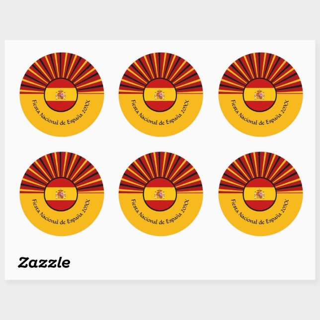 Sticker Rond Fête Nationale Espagnole Espagne Hispanique (Feuille)