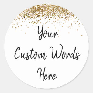 Sticker Rond Fête Personnalisée Favoriser Anniversaire Blanc Or