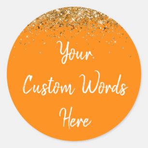 Sticker Rond Fête Personnalisée Favoriser Anniversaire Orange O