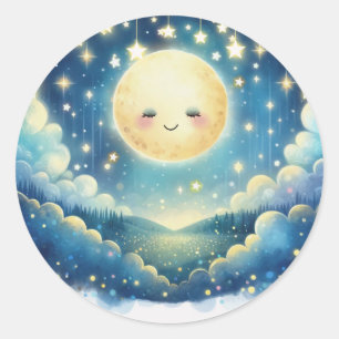 Sticker Rond Fête Prénatale à l'aquarelle "Twinkle Little Star"