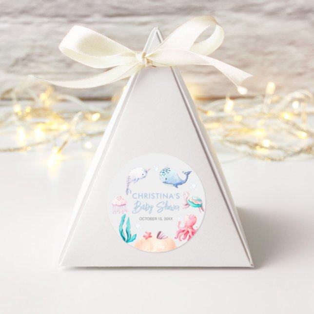Sticker Rond Fête Prénatale de Bébé Sous La Mer (Créateur téléchargé)