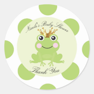 Sticker Rond Fête Prénatale du Prince Grenouille Conte de Fées