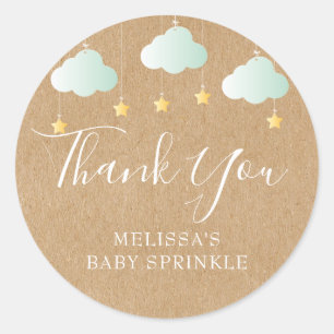 Sticker Rond Fête prénatale kraft rustique paillettes