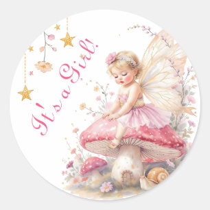 Sticker Rond Fête prénatale pour bébé fille Cottage Core Rose &