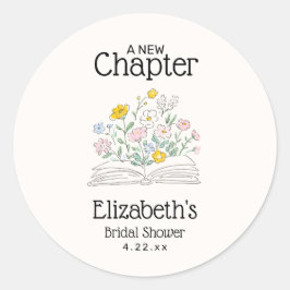 Sticker Rond Fête Prénuptiale Floral Fantaisiste Un Nouveau Cha