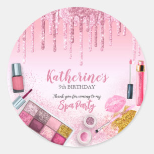 Sticker Rond Fête spa Glam Girl Anniversaire Salon de fête