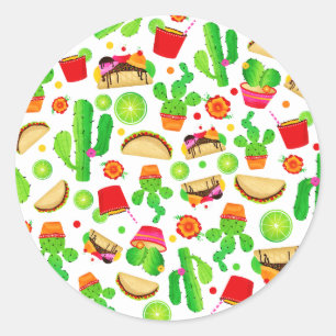 Sticker Rond Fête Tacos Taco Mardi Coloré Cinco de Mayo