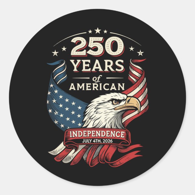 Sticker Rond Fêter le 250e anniversaire de l'indépendance des E (Devant)