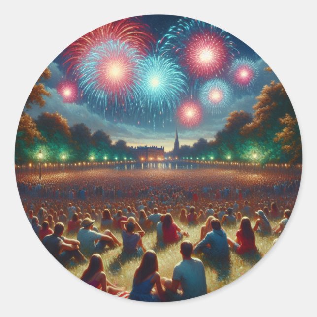Sticker Rond Fêter le 4 juillet avec un Bang ! (Devant)