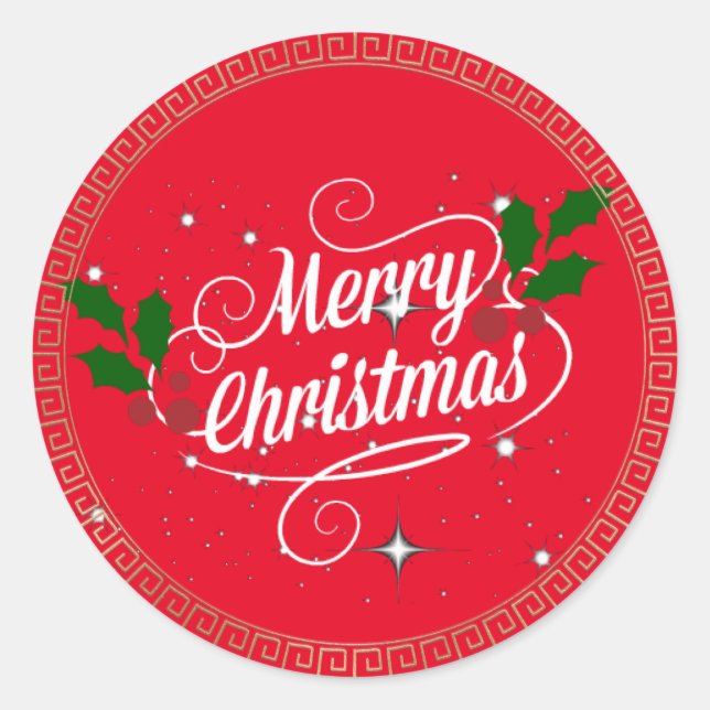 Sticker Rond Fêter Noël, couleurs de fête, (Devant)