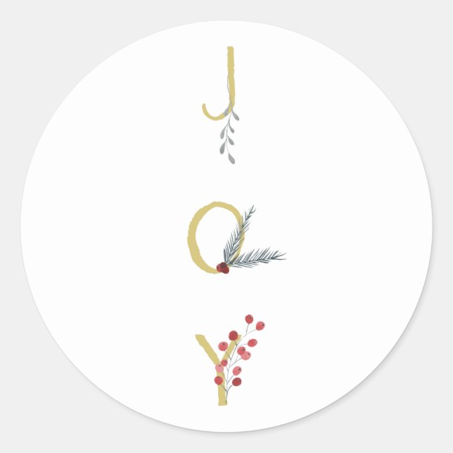 Sticker Rond Fêtes Botaniques Joy Rustic Gold Minimal Party (Devant)