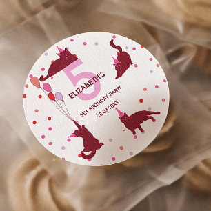 Sticker Rond Fêtes d'anniversaire parfaites pour les chats drôl