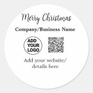 Sticker Rond Fêtes de Noël ajouter logo entreprise nom q r code