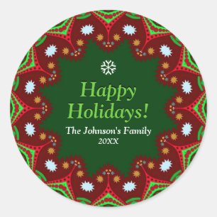 Sticker Rond Fêtes de Noël Famille Gardien Plaque de fête