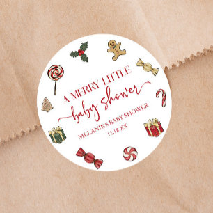 Sticker Rond Fêtes De Noël Un Joyeux Petit Baby shower Favorise