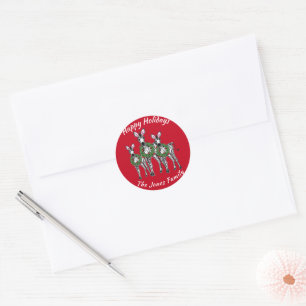 Sticker Rond  Fêtes Zèbres, guirlande de Noël festive