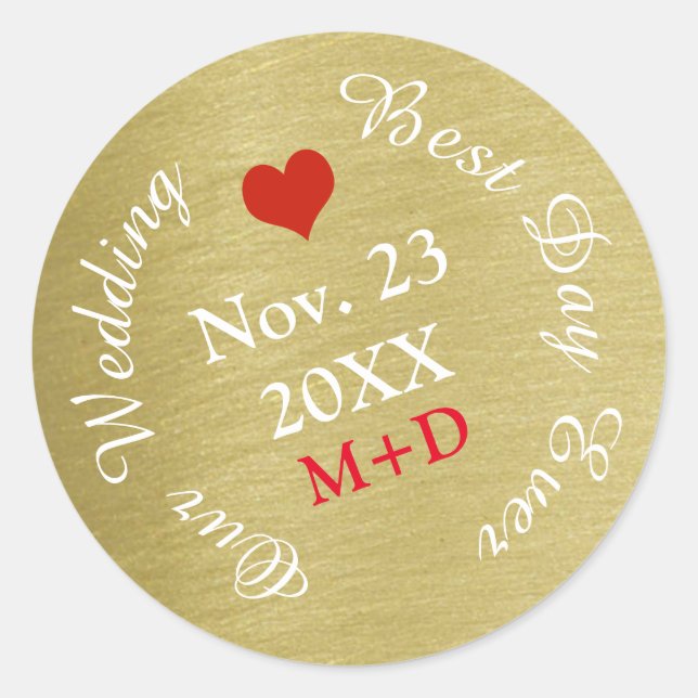Sticker Rond fêtez avec nous notre mariage / meilleur jour jama (Devant)