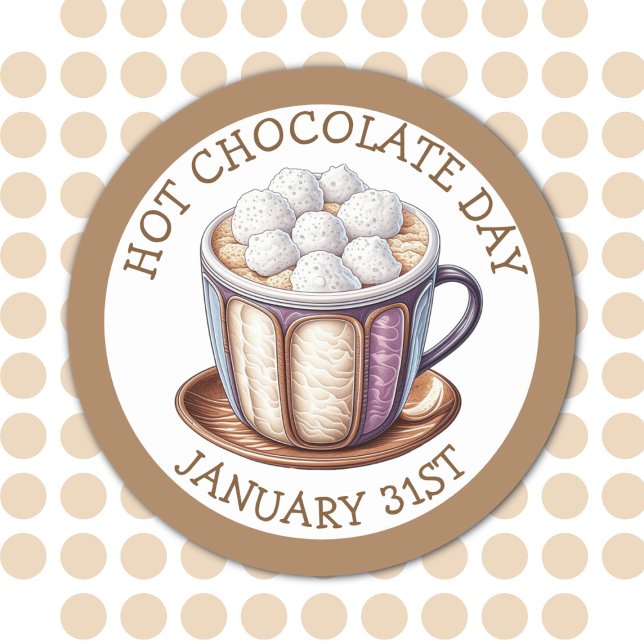Sticker Rond Fêtez la Journée du chocolat chaud, 31 janvier aut (Créateur téléchargé)