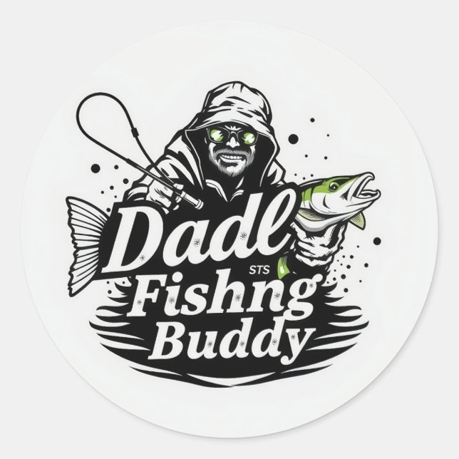 Sticker Rond Fêtez votre amour pour la pêche avec papa (Devant)