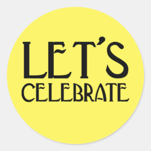 Sticker Rond Fêtons l'anniversaire de l'Art déco jaune