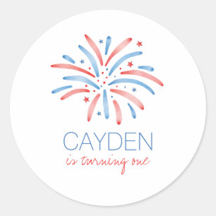 Sticker Rond Feu d'artifice 4 juillet Anniversaire