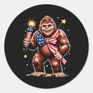 Sticker Rond Feu d'artifice 4 juillet Sasquatch Amérique améric