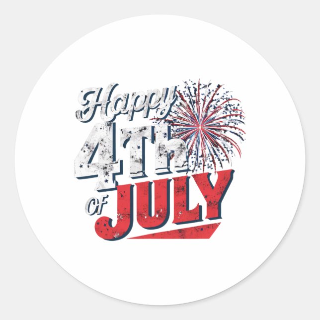 Sticker Rond Feu d'artifice de l'indépendance 4 juillet américa (Devant)