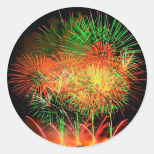 Sticker Rond Feu d'artifice illuminer le ciel