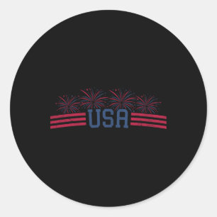 Sticker Rond Feu d'artifice patriotique 4 juillet Drapeau améri