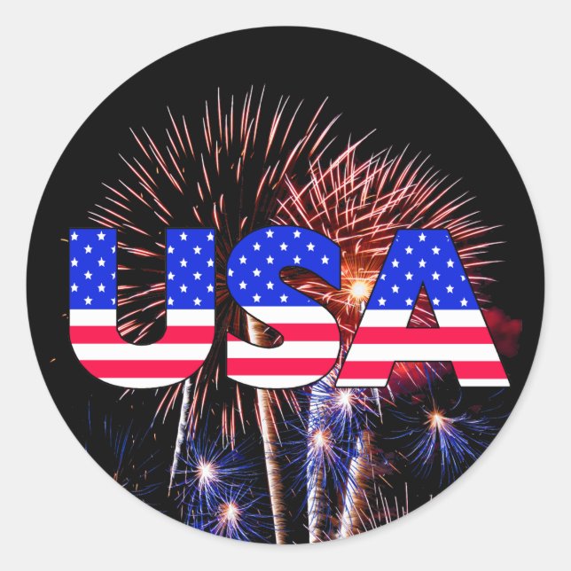 Sticker Rond Feu d'artifice Patriotique USA (Devant)