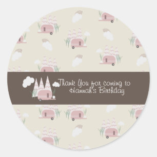 Sticker Rond Feu de camp Camping Anniversaire Bohème Extérieur