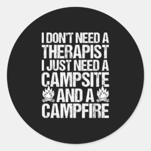 Sticker Rond Feu de camp camping vie en forêt campeur