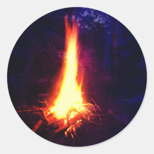 Sticker Rond Feu de camp du soir