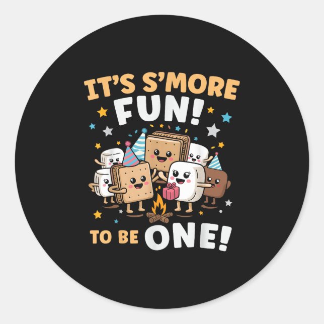 Sticker Rond Feu de Campagne Anniversaire Marshmallow Son Plus  (Devant)
