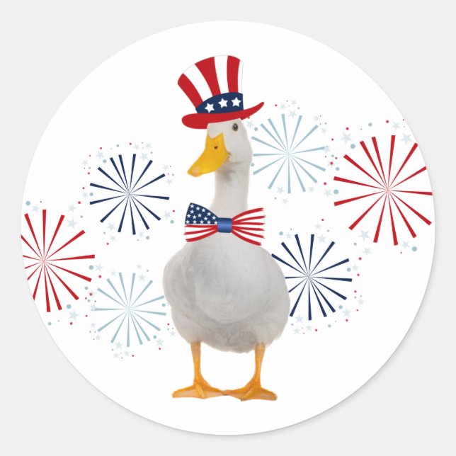 Sticker Rond Feu de canard patriotique (Devant)