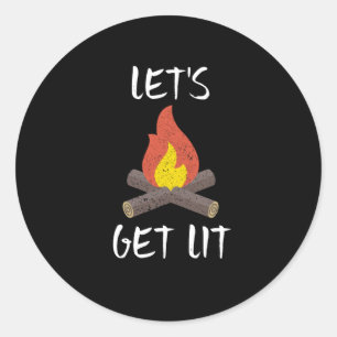 Sticker Rond Feu de feu de camp en plein air
