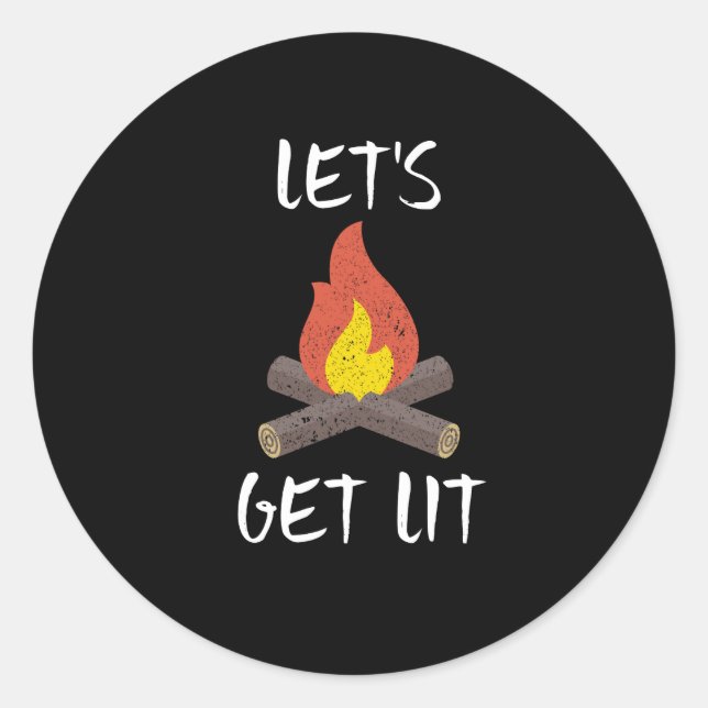 Sticker Rond Feu de feu de camp en plein air (Devant)