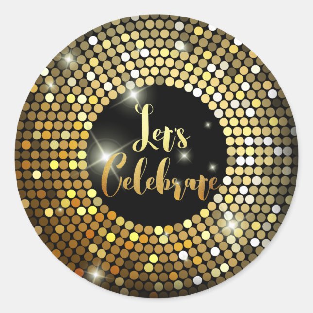 Sticker Rond Feu d'or de la Parties scintillant de nuit (Devant)