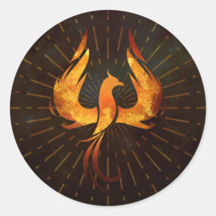 Sticker Rond Feu Phoenix Bird