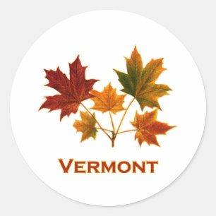 Sticker Rond Feuillage d'automne du Vermont - feuille d'érable