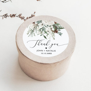 Sticker Rond Feuillage de fête d'hiver mariage