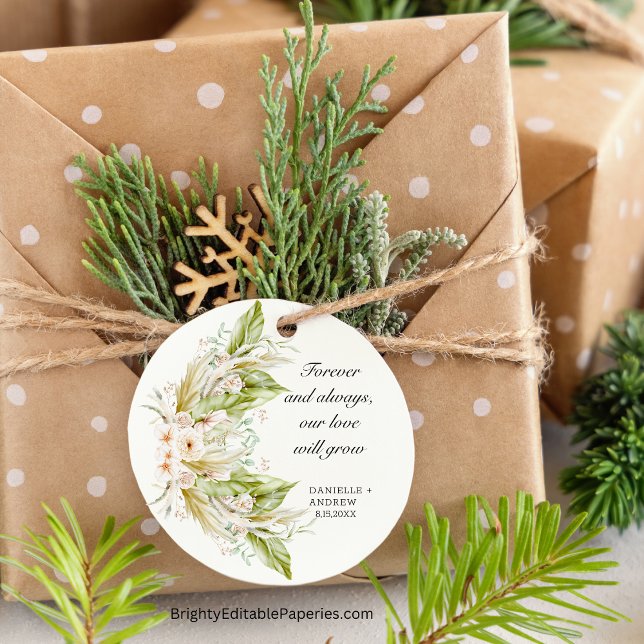 Sticker Rond Feuillage Lumineux Herbe de la Pampa Tropicale  (Tropical Pampas Pop: Brighten Your Day with Our Greenery Sticker.)