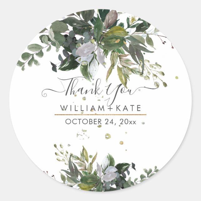 Sticker Rond Feuillage rustique Eucalyptus Blue Gum Merci (Devant)