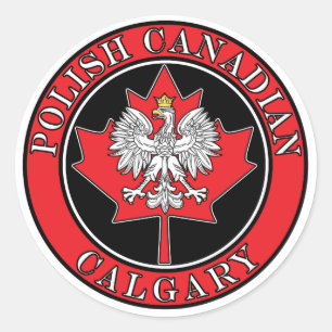 Sticker Rond Feuille canadienne polonaise ronde de Calgary