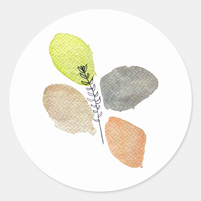 Sticker Rond Feuille d'aquarelle esthétique moderne (Devant)