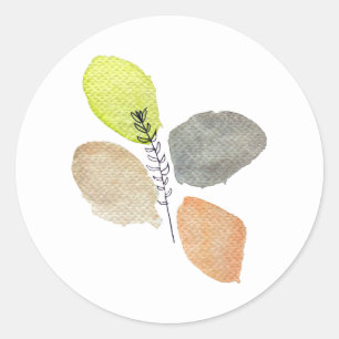 Sticker Rond Feuille d'aquarelle esthétique moderne