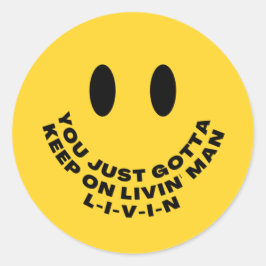 Sticker Rond Feuille d'autocollant à visage joyeux de Livin' Re