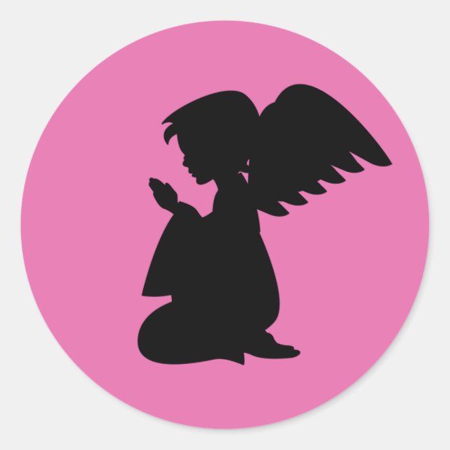 Sticker Rond Feuille d'autocollant Angel de prière (Devant)